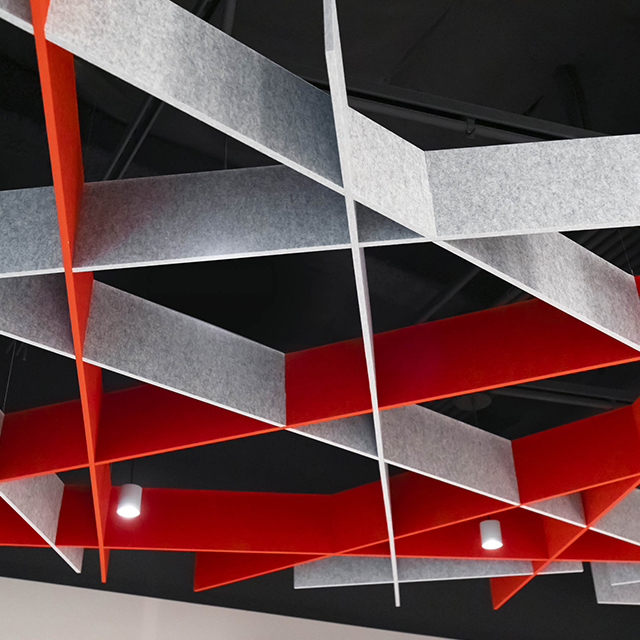 Módulos de techo acústico irregular